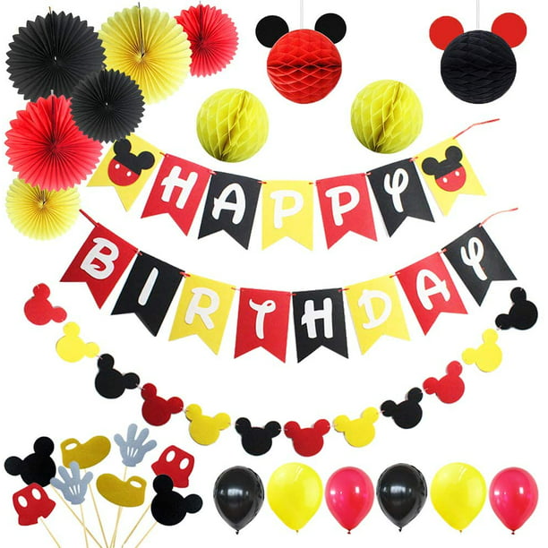 Red Black Yellow Balloon Arch Garland Kit for Mouse Theme Birthday Party Supplies Decorations Mouse Party Supplies 1st 2nd Birthday 121 PCS Mickey Theme Birthday Party Supplies Decorations